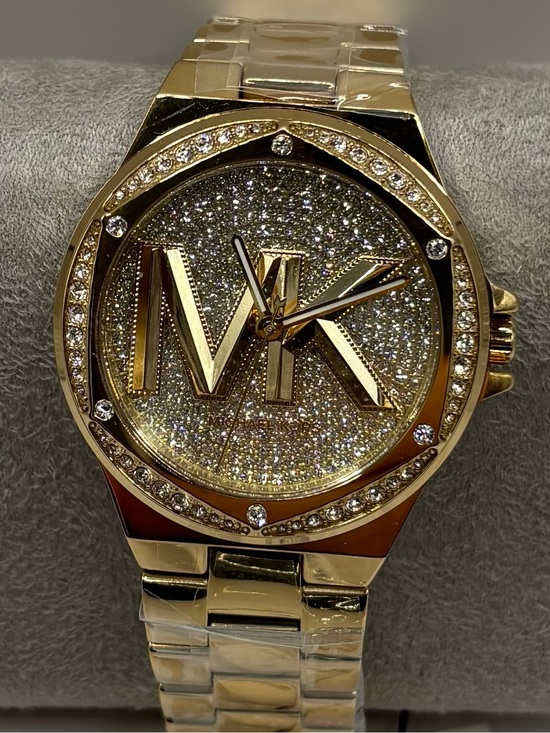 Michael Kors Accessories - Michael Kors Gold Tone Men's Crystal Logo Bracelet Watch